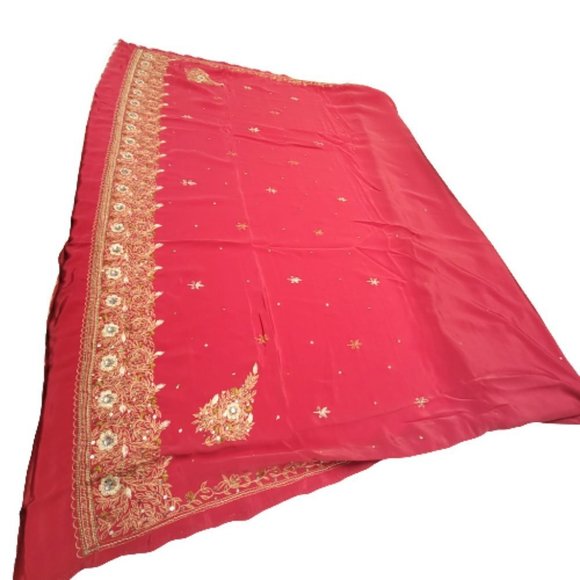 Red and Gold Ready To Wear Saree Adjustable Elastic Waist-  NEW! - Picture 10 of 13